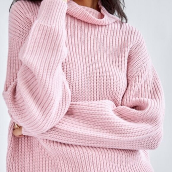 Aritzia Wilfred Montpellier Merino Wool Turtleneck Sweater Pink Size Small - Picture 1 of 7